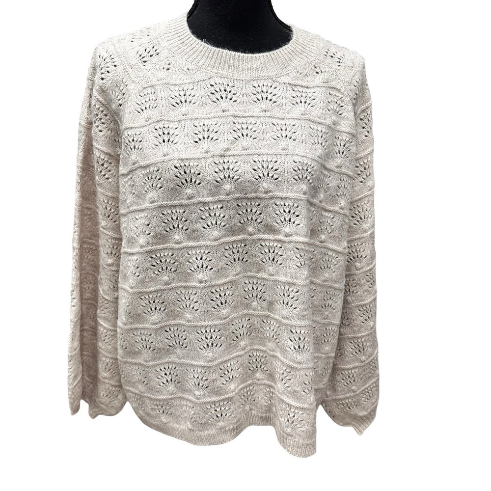 World Market Crew Neck Balloon Sleeve Knit Sweater Women's Size S/M Boho Peasant